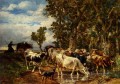 Troupeau De Vaches AL Abreuvoir 動物作家 Charles Emile Jacque